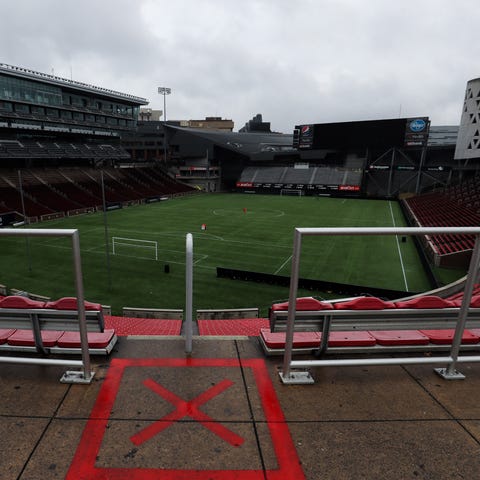 A view of an empty Nippert Stadium in Cincinnati f