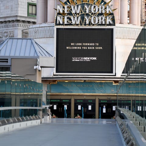 A sign at an entrance at the New York-New York Hot