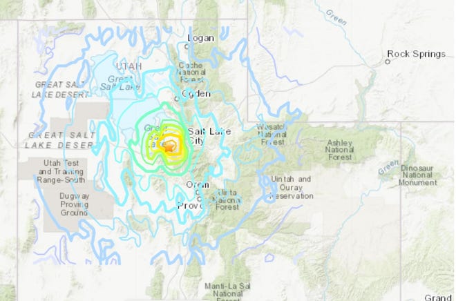 A magnitude 5.7 earthquake hit near Salt Lake City, Utah, on March 18, 2020.