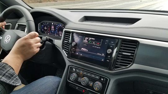 Conservative and useful, the dash controls on the 2020 VW Atlas Cross Sport sport easy ergonomics for navigating radio stations and screens.
