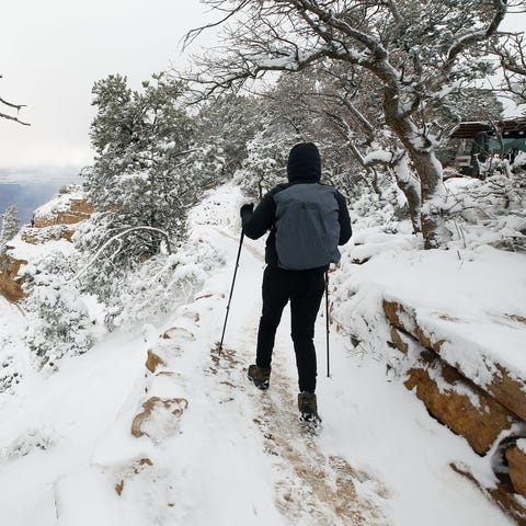 A snow storm on the first day of spring hits Grand