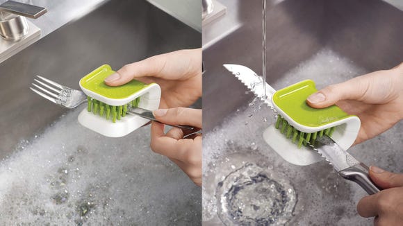 Clean sharp blades safely with this little scrubber.