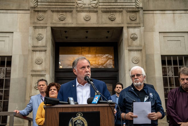 Madison County Mayor Jimmy Harris holds a press conference at Madison County Court House, Friday, March 20, 2020 in Jackson, Tenn. to declare a local state of emergency due to the coronavirus. (Photo: Stephanie Amador / The Jackson Sun)
