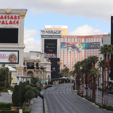 The Las Vegas Strip is empty on March 20, 2020.