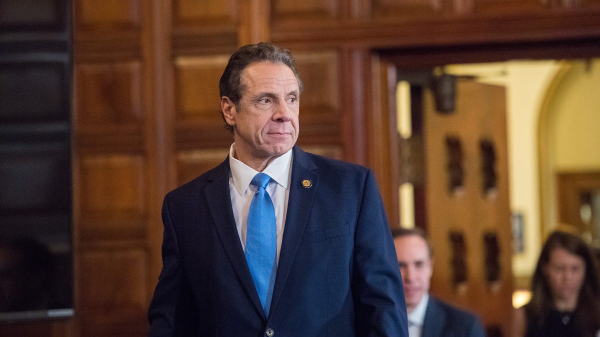 Gov. Andrew Cuomo entered the Red Room at the state Capitol on March 15, 2020, to give a daily briefing on the spread of coronavirus.