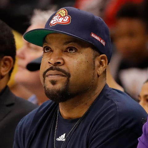 Ice Cube watches a Big 3 game at Chesapeake Energy