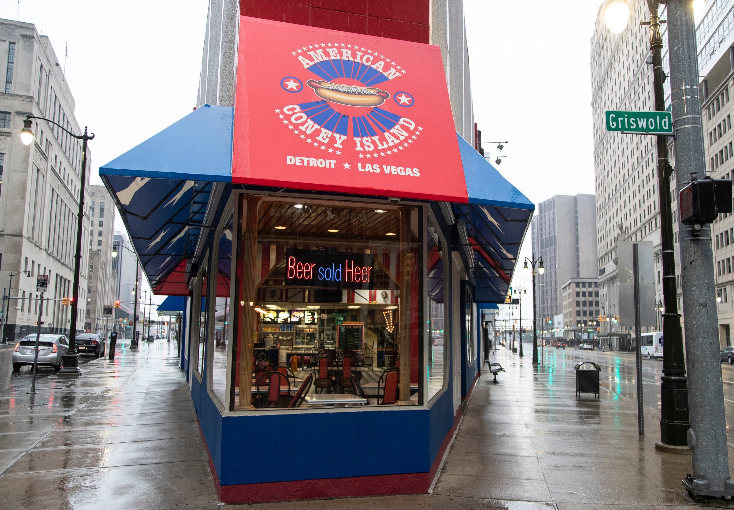 American Coney Island is still open for carry out only in Detroit, Thursday, March 19, 2020.