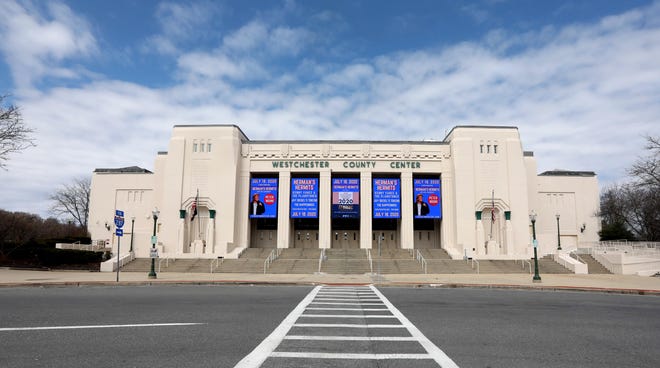 New York State authorities are considering using the Westchester County Center in White Plains, photographed March 22, 2020, to treat the expected rise in patients diagnosed with the Covid-19 virus in the coming weeks and months.