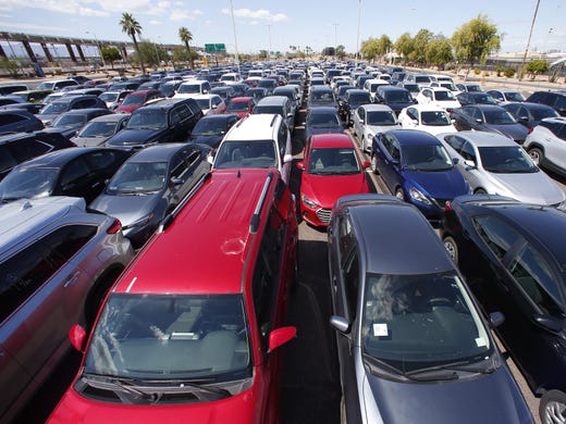 Coronavirus Unused Rental Cars Fill Phoenix Airport Parking Lots