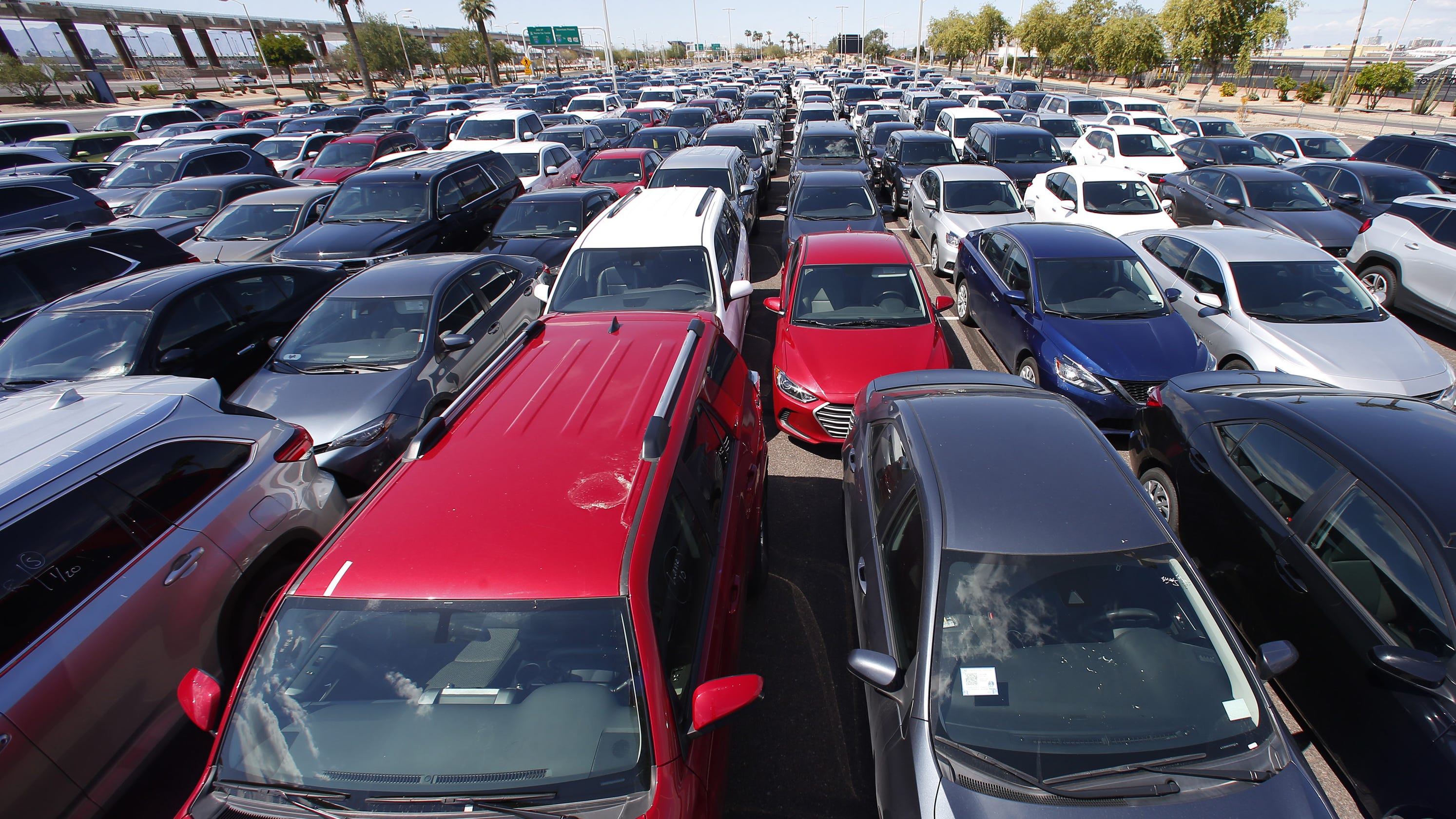 Coronavirus Unused Rental Cars Fill Phoenix Airport Parking Lots