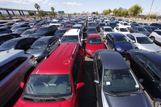 Coronavirus Unused Rental Cars Fill Phoenix Airport Parking Lots