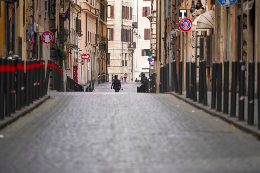 A view of an empty street, in Rome, March 21, 2020.
