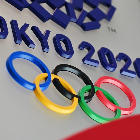 (The logo for the Tokyo 2020 Olympic Games is seen