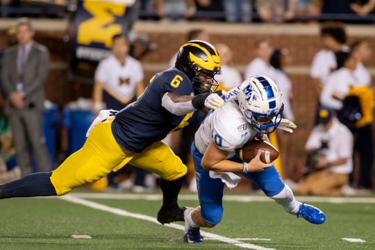 Michigan linebacker Josh Uche could be an option for the Lions in the second round of the NFL Draft, according to ESPN draft analyst Mel Kiper Jr.