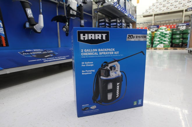 Walmart stores will soon start using two gallon sprayer kits to sanitize shopping carts.