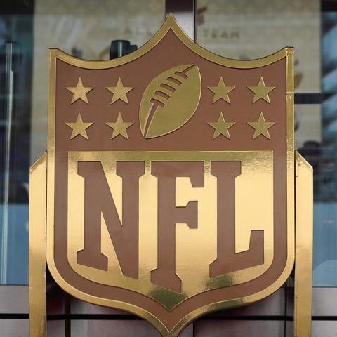 General overall view of NFL golden shield logo at 