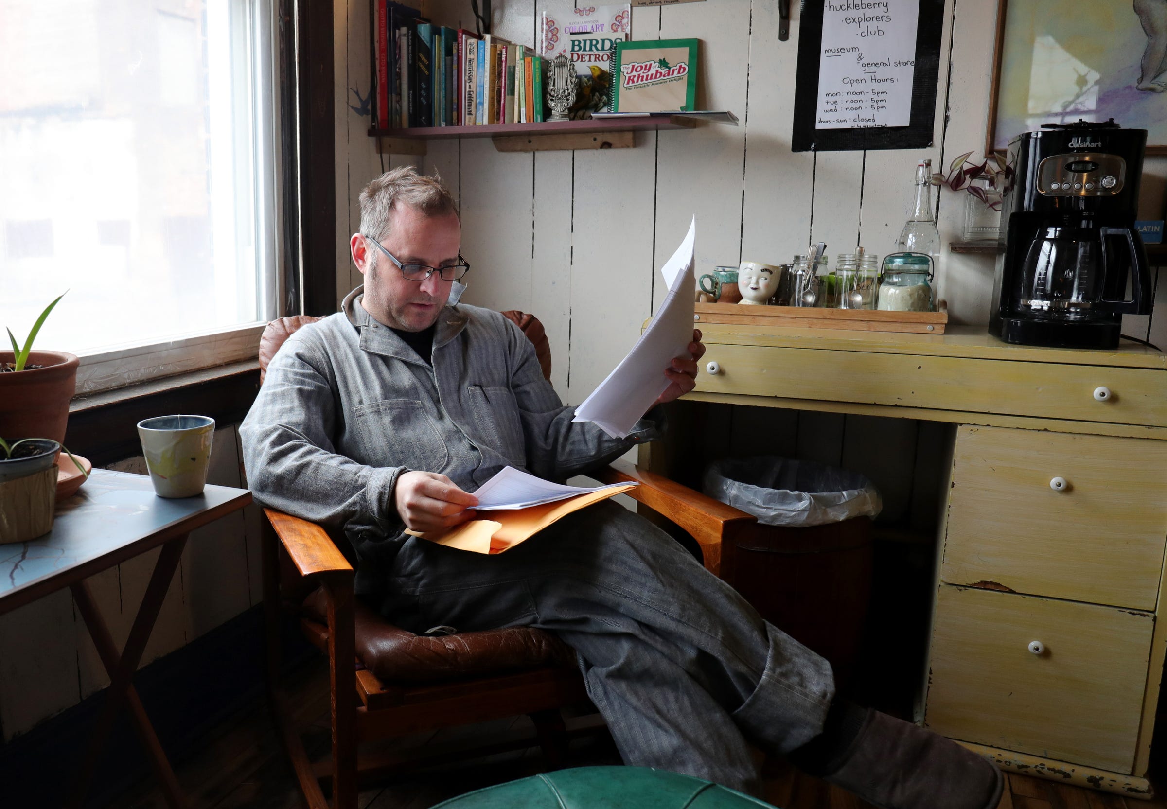  Brother Morgan Meis looks over new documents concerning the case of Bobbie King a US Army vet he is helping to get his VA benefits back in Detroit Tuesday, February 25, 2020.