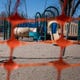 The playground is closed at City Park as Larimer County issues a stay-at-home order in Fort Collins, Colo. on Thursday, March 26, 2020.