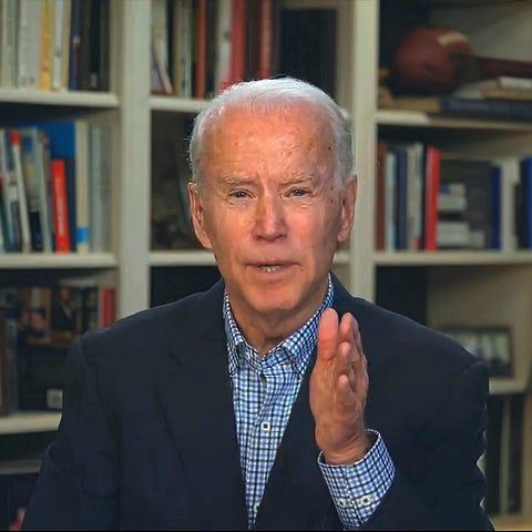 In this image from video provided by the Biden for