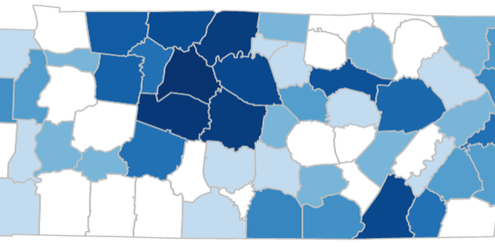 Tennessee coronavirus map COVID19 cases by county