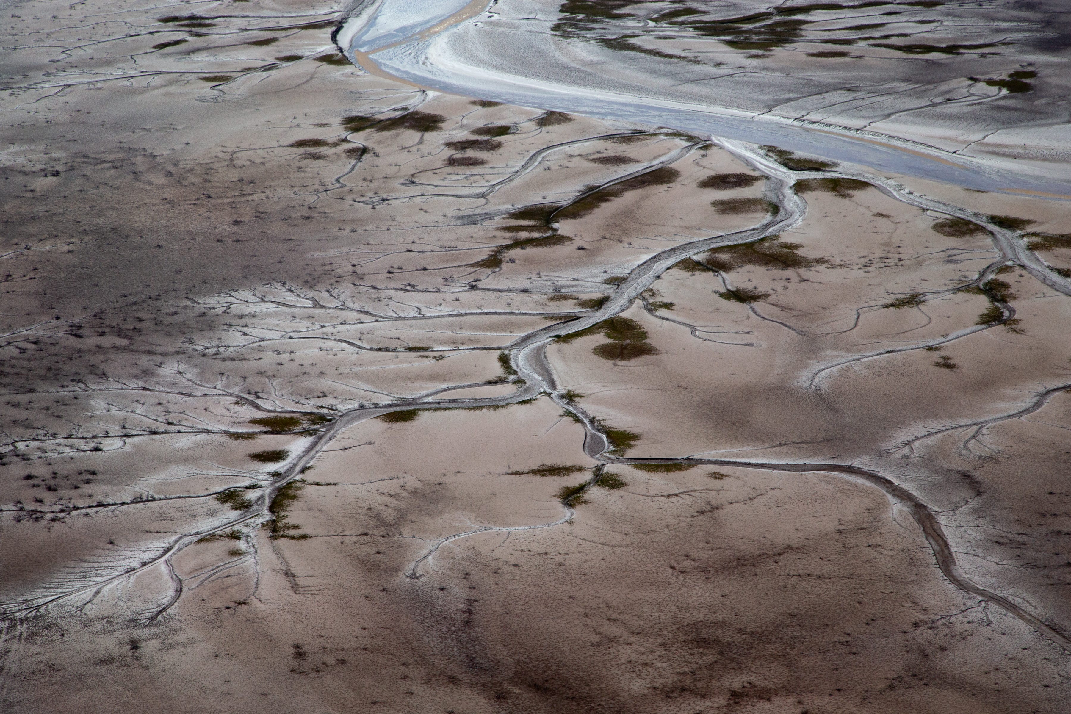 Patterns formed by the tides are etched in the Colorado River Delta in Mexico.