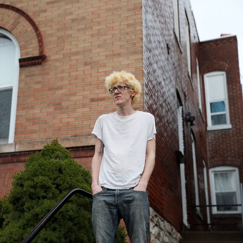 Kyle Kofron outside his home in St. Louis. Kofron 