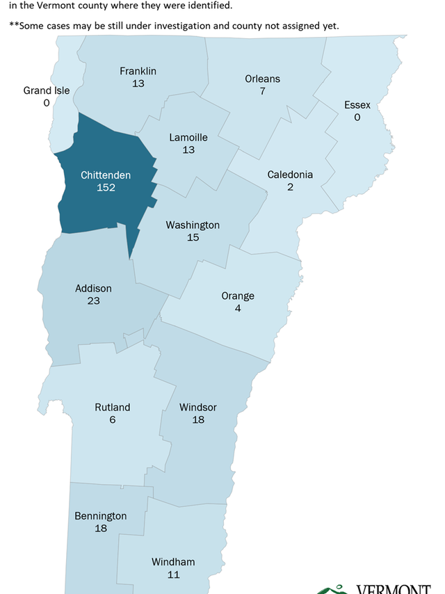counties in vt map Coronavirus In Vermont Two Rural Counties Have Reported No Cases counties in vt map