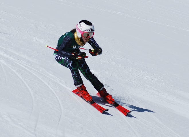 Manogue sohomore Claire Eberle won the girls combined title in the state ski racing racing championships last year.