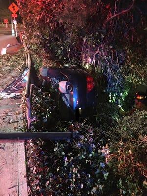 A man crashed his car into some brush near the Manette Bridge Tuesday night. Police suspect he was traveling above 60 mph and on prescription medications.