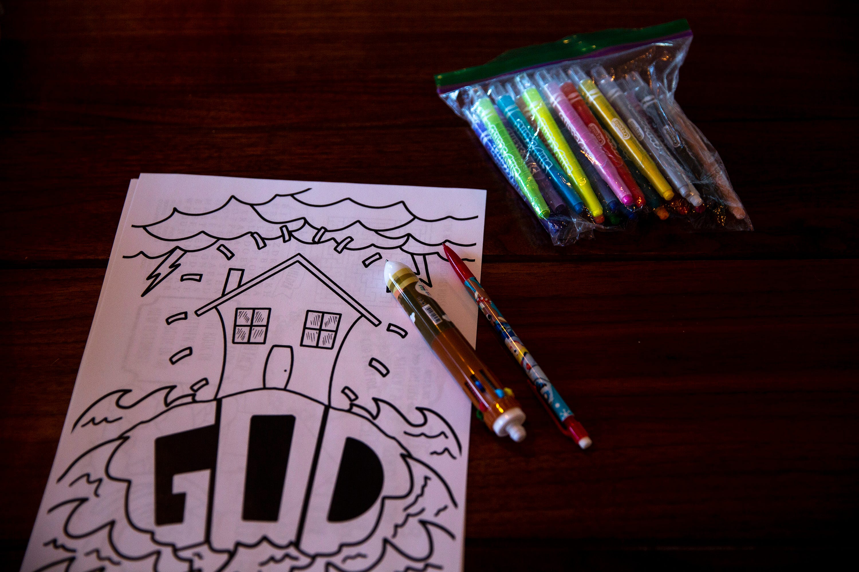 One of Lutheran Church of Hope's printable coloring pages, themed to each week's service, sits out ready to be colored on March 29, 2020.