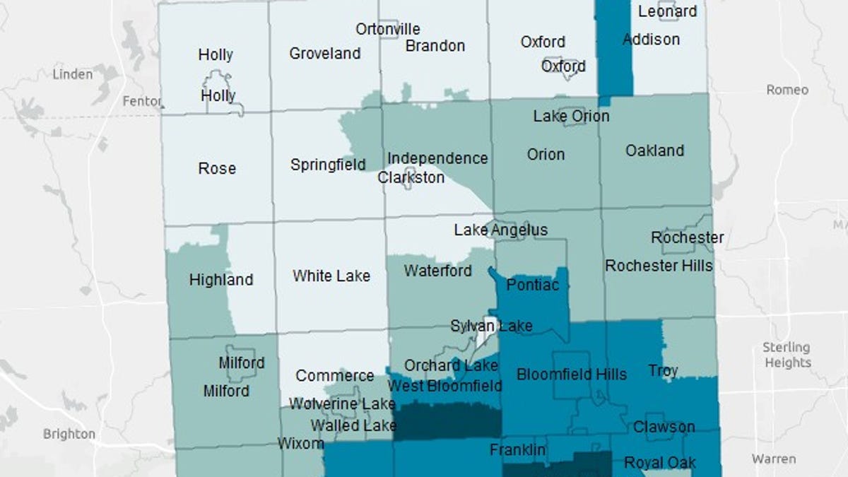 oakland county michigan zip code map Map Southfield Area Tops In Oakland County For  Cases oakland county michigan zip code map