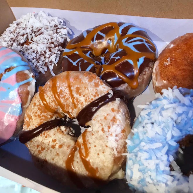 A box of Donut Kingdom doughnuts.