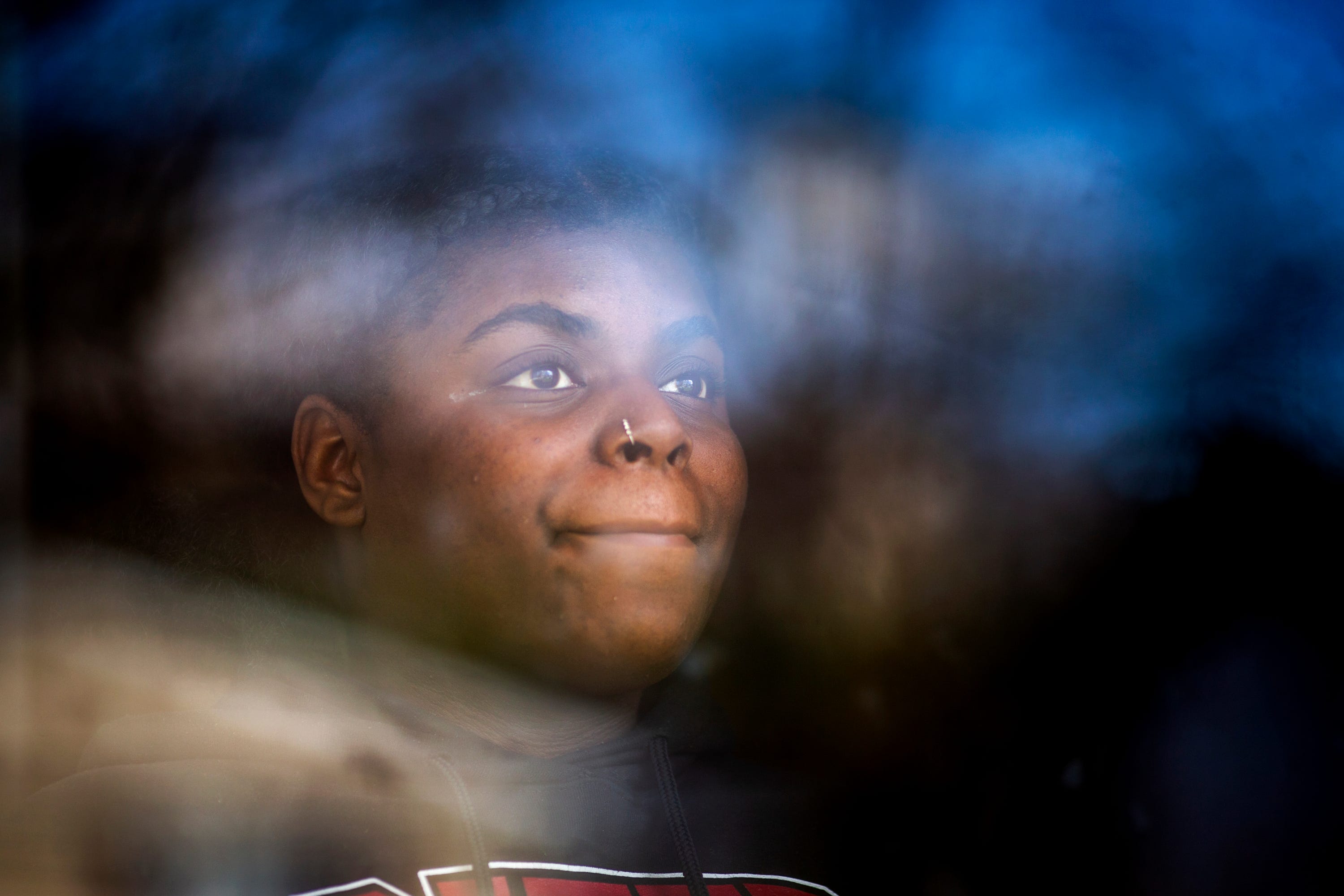 Savannah Scott, 18, stands in the front of her home in Westwood on Thursday, April 2, 2020. She is a senior at Dater High School and a class officer. 