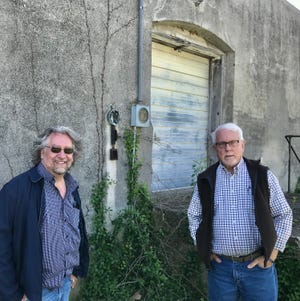 Columnist Steve Pokin was trying to find out the history of an old building when he just happened to run into historian Tim Ritter, left, and Ozark Mayor Rick Gardner.