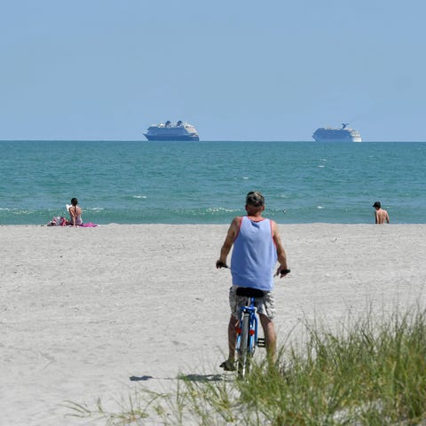 Residents of Cape Canaveral enjoy the beach Saturd