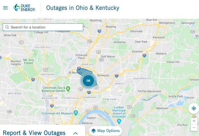Over 1,000 Duke Energy customers will be without power until 7 p.m. Saturday due to an outage.