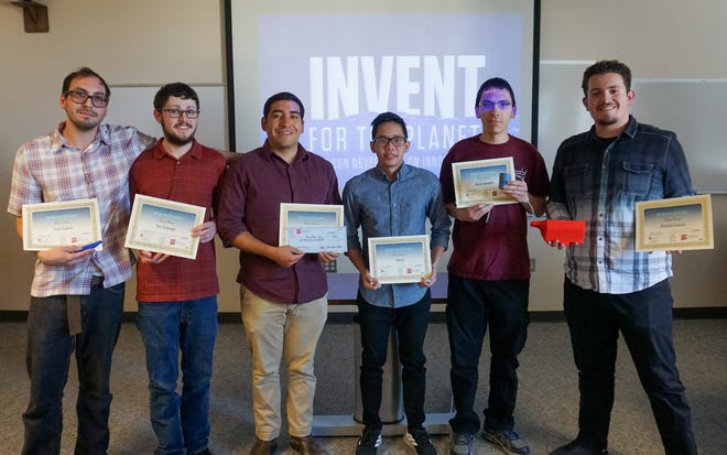 New Mexico State University’s Crustacean design team has been invited to attend the final judging competition of Invent For The Planet 2020 at Texas A&M University. Team members include (from left) Evan Hughes, Taw Trobaugh, Roberto Holguin, Erik Le, Brian Evan Saunders and Richard Cazares.
