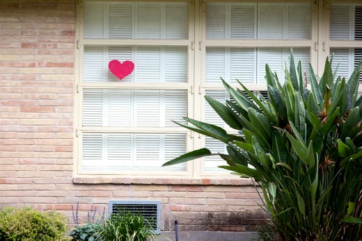 Hearts on windows, doors and in yards can be seen throughout the Lamar Park neighborhood in Corpus Christi, TX. It was designed as a way to help entertain children who are home during the coronavirus pandemic.