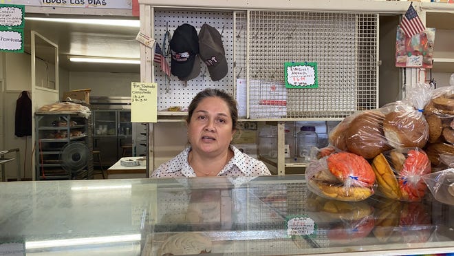 Edith Sánchez Loaeza of Phoenix works at El Fenix Panaderia. She’s lived in the U.S. without legal status for 15 years. She says undocumented migrants contributed to and love America. She doesn’t understand why there’s no federal or regional financial support to help migrants survive a global pandemic.