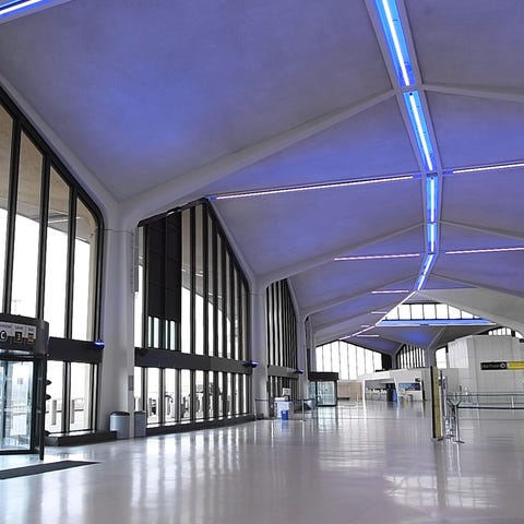 United AirlinesÕ Terminal C is nearly empty at New