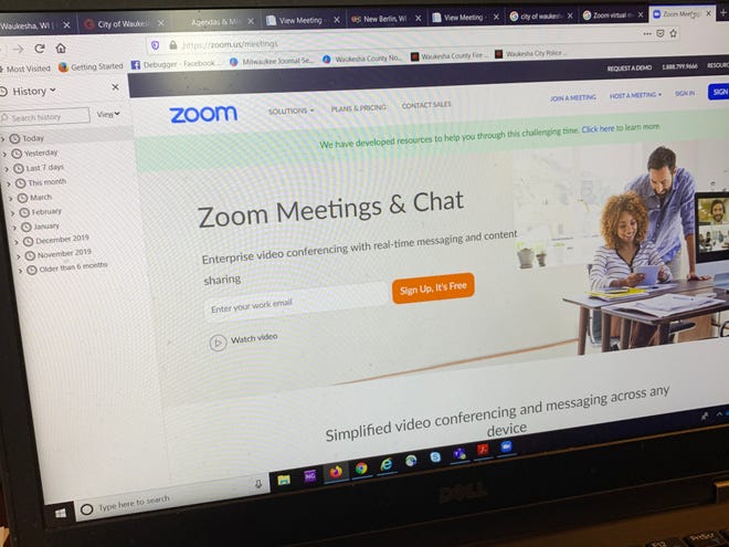 Zoom, a popular app used to conduct meetings virtually, is now being used by several Waukesha County communities, including the cities of Waukesha and New Berlin, to conduct government meetings during the new coronavirus pandemic. Mukwonago also began using Zoom software for village meetings on April 1.