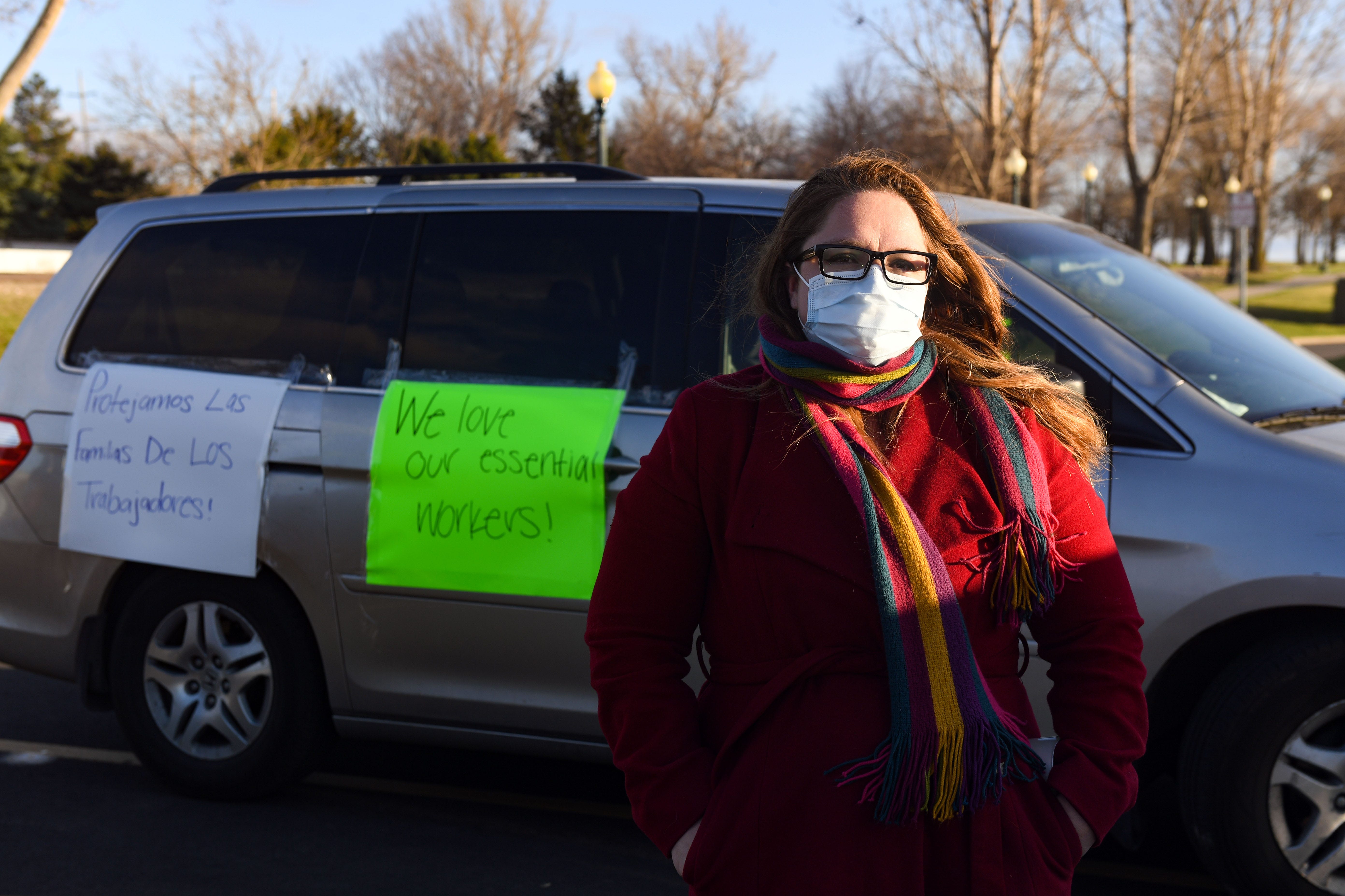 Nancy Reynoza, director of ÀQue Pasa? Sioux Falls, organized a protest in solidarity with Smithfield Food, Inc. employees after many workers complained of unsafe working conditions due to the COVID-19 outbreak on Thursday, April 9, in Sioux Falls. This week, over 80 Smithfield employees tested positive for the virus, and the plant is closing for just three days before expecting workers back.