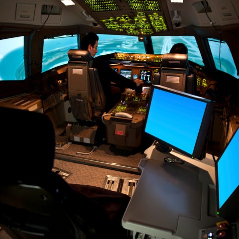 Pilot simulator check rides, medical examinations,