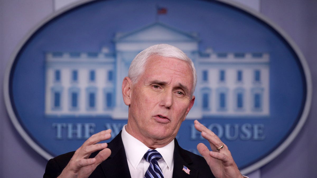 Vice President Mike Pence speaks during a White House daily coronavirus briefing on April 09, 2020.
