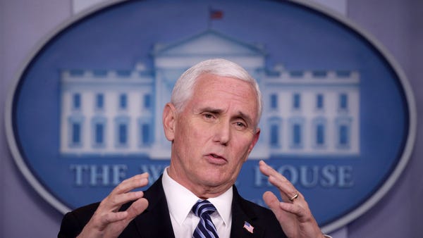 Vice President Mike Pence speaks during a White Ho