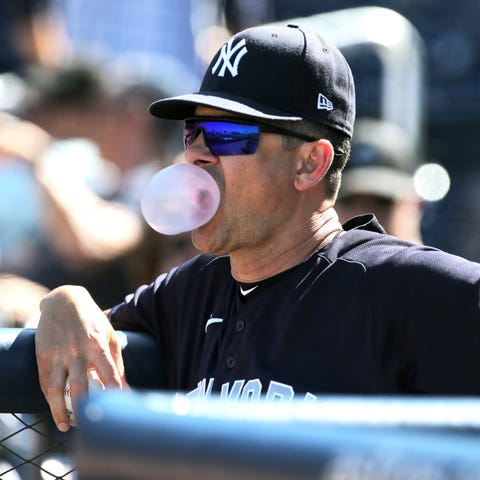 Yankees manager Aaron Boone during a March 12 spri