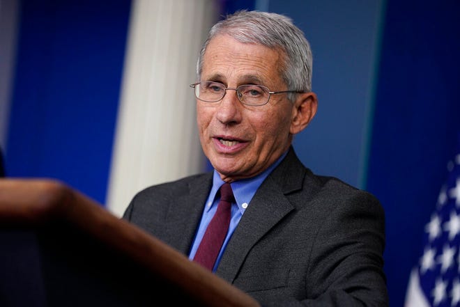 Director of the National Institute of Allergy and Infectious Diseases Dr. Anthony Fauci speaks during a coronavirus task force briefing at the White House, Friday, April 10, 2020, in Washington. (AP Photo/Evan Vucci)