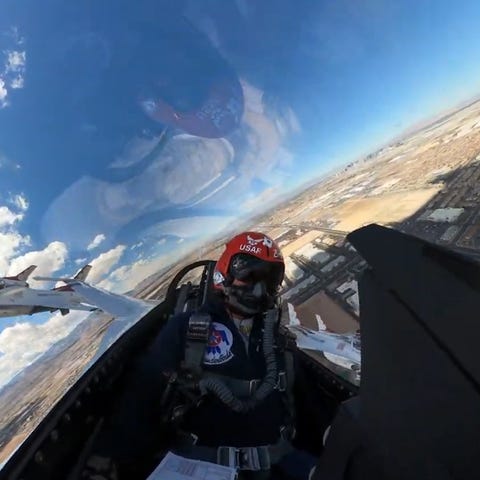The U.S. Air Force's Thunderbirds squadron flew ov