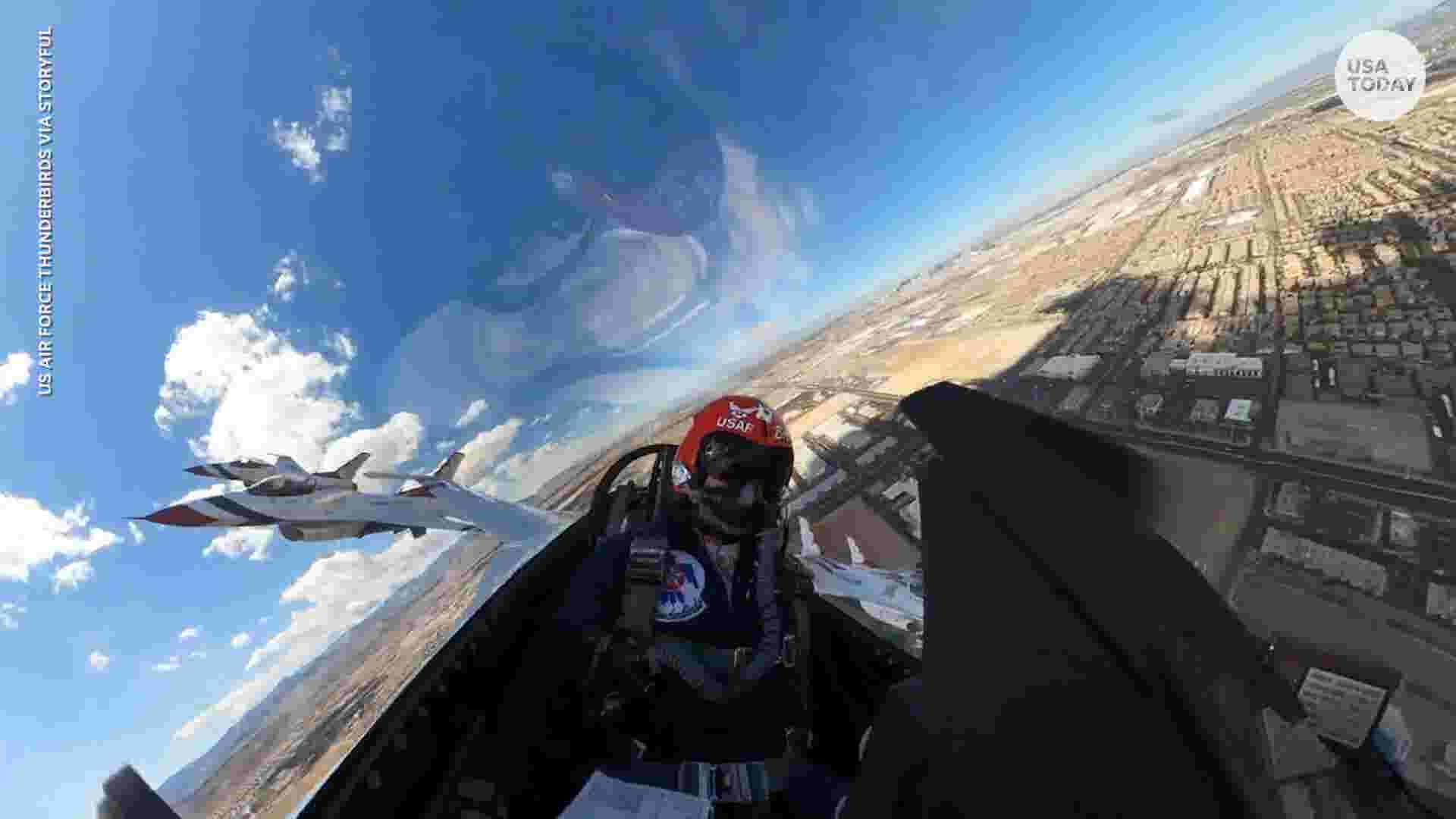 Las Vegas Air Force Thunderbirds fly over hospitals