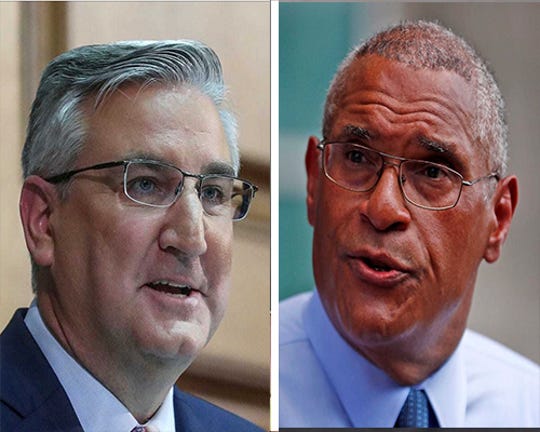 Republican Gov. Eric Holcomb and Democratic challenger Woody Myers are the major party candidates for Indiana governor in 2020.